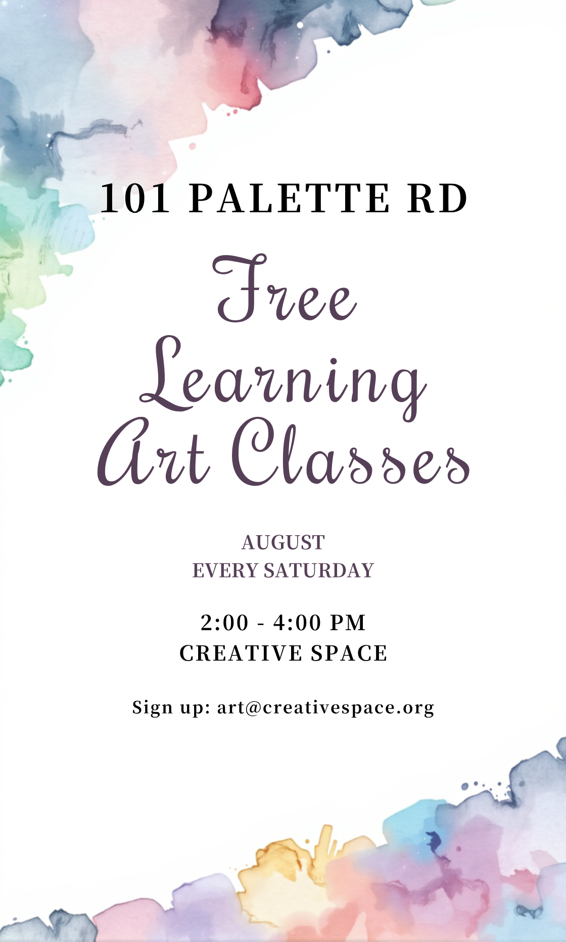 Unleash Your Creativity! Design your own Free Learning Art Classes Invitation now!