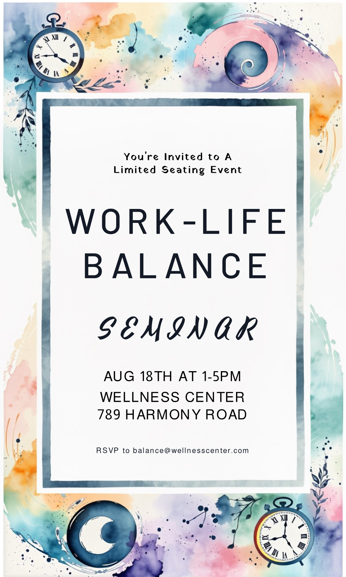 Work-Life Balance Career Development Training Invitation Template - AI ...