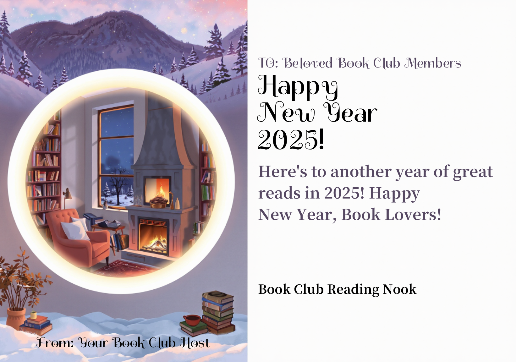 Make an Bookish New Year Wishes 2025 Postcard that showcases your style - it's that simple!