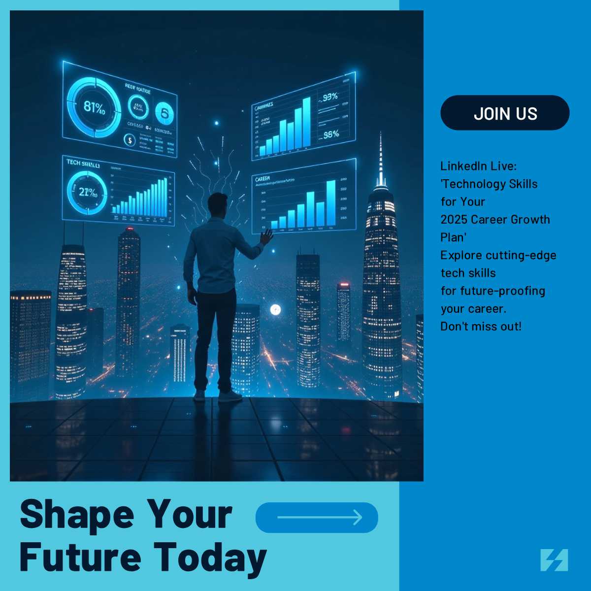 Black Blue Tech Skills Career Growth Plan 2025 LinkedIn Post
